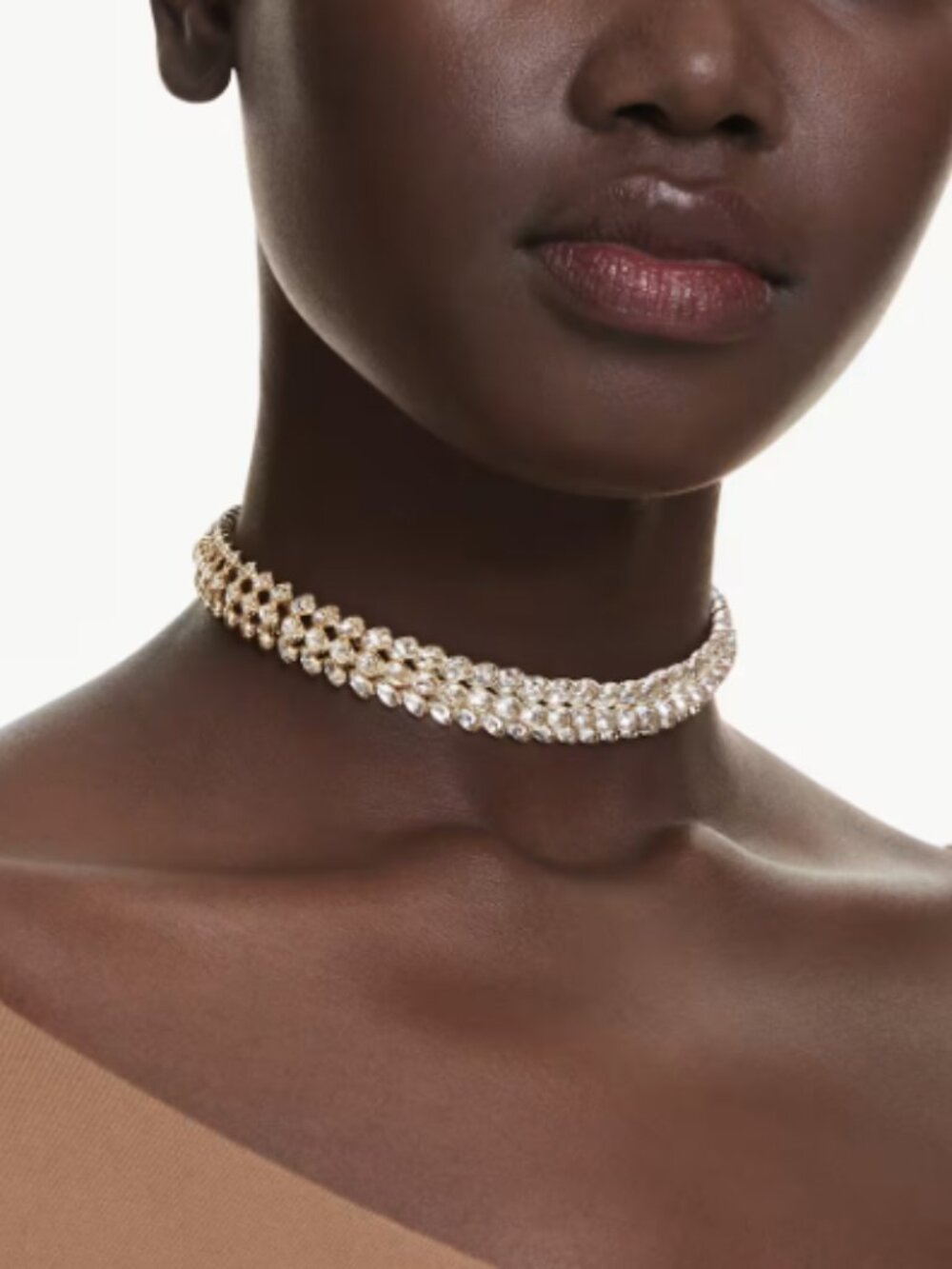 Swarovski Idyllia 18k Gold plated Crystal Triple-Row Necklace with Clear Stones
